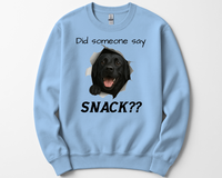 Load image into Gallery viewer, Did Someone Say Snack?? Funny Labrador Retriever Sweatshirt (Black, Yellow, or Chocolate Lab)
