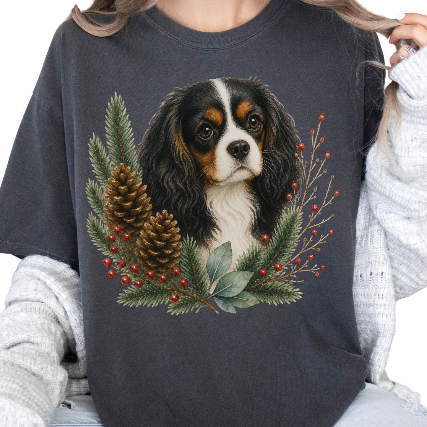Cavalier King Charles Christmas Shirt, Winter Dog Mom Tee, Cavalier Lover Gift