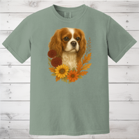 Load image into Gallery viewer, Cavalier King Charles Spaniel Sweatshirt – Blenheim, Ruby or Tri-Color Dog Lover Gift, Cute Fall Floral Crewneck for Pet Owners
