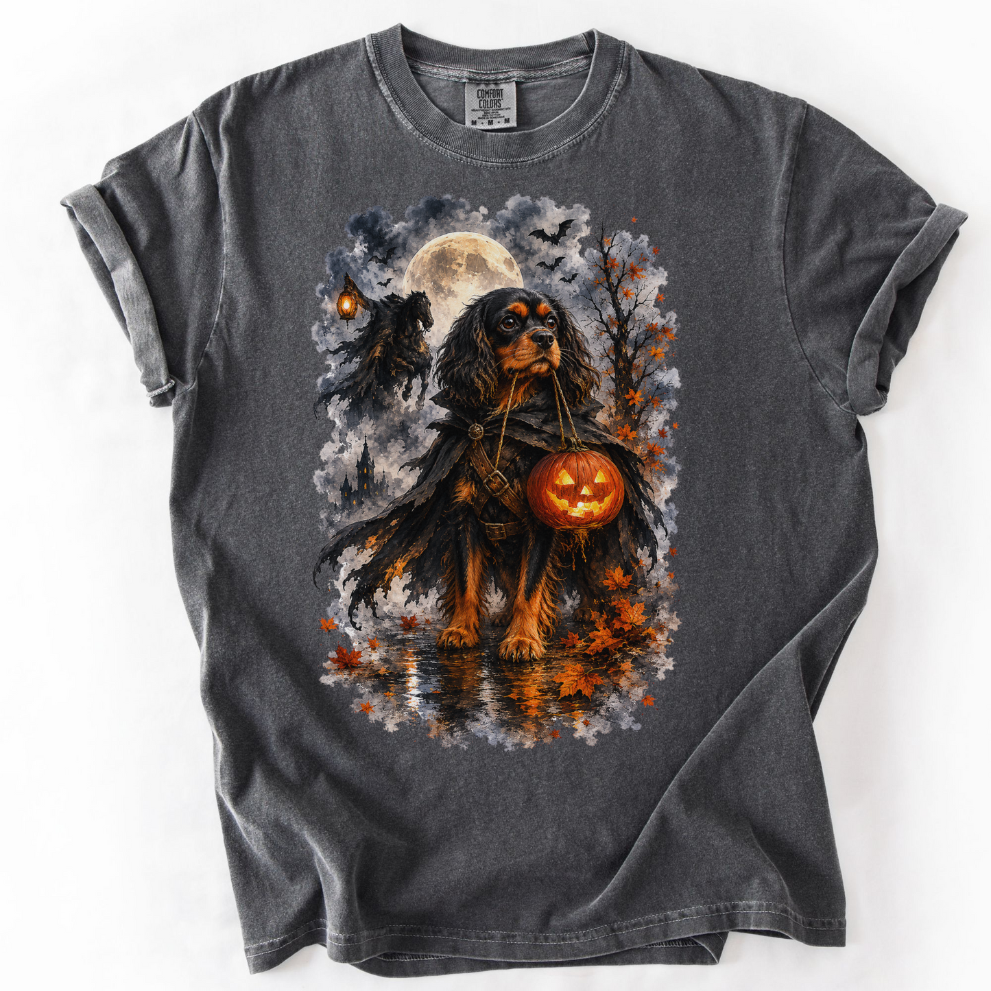 Black & Tan Cavalier Headless Horseman Inspired Halloween Comfort Colors Shirt