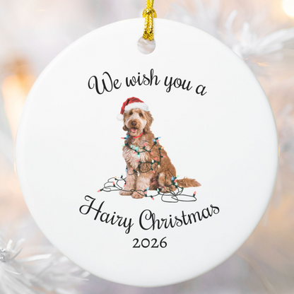 Christmas Goldendoodle Ornament, Christmas Lights Dog Keepsake