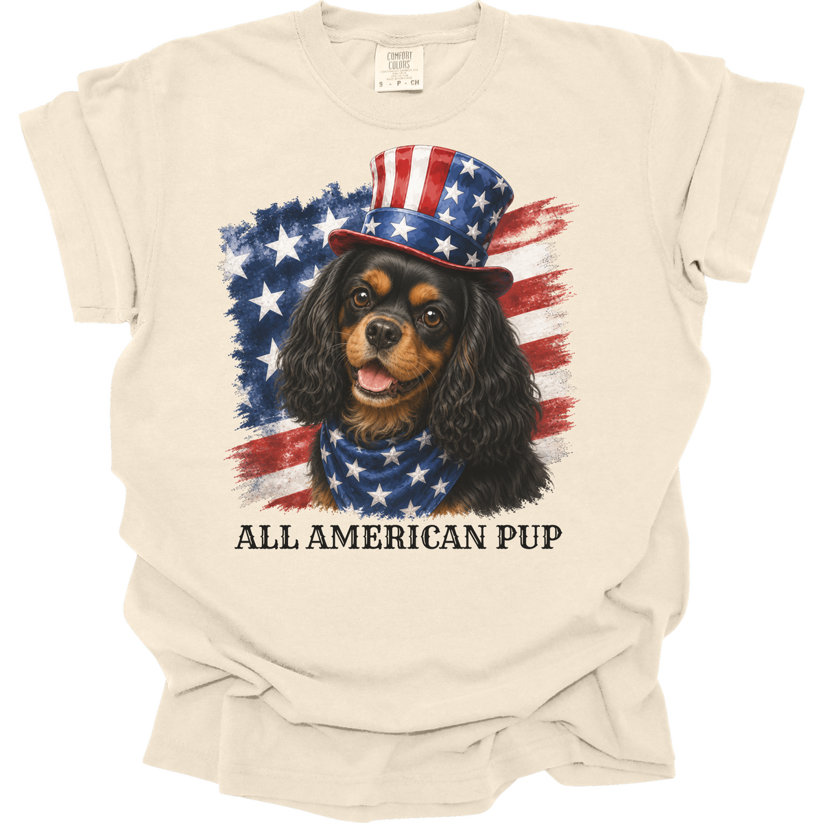 Black and Tan Cavalier Shirt, Patriotic Cavalier King Charles Spaniel Tee