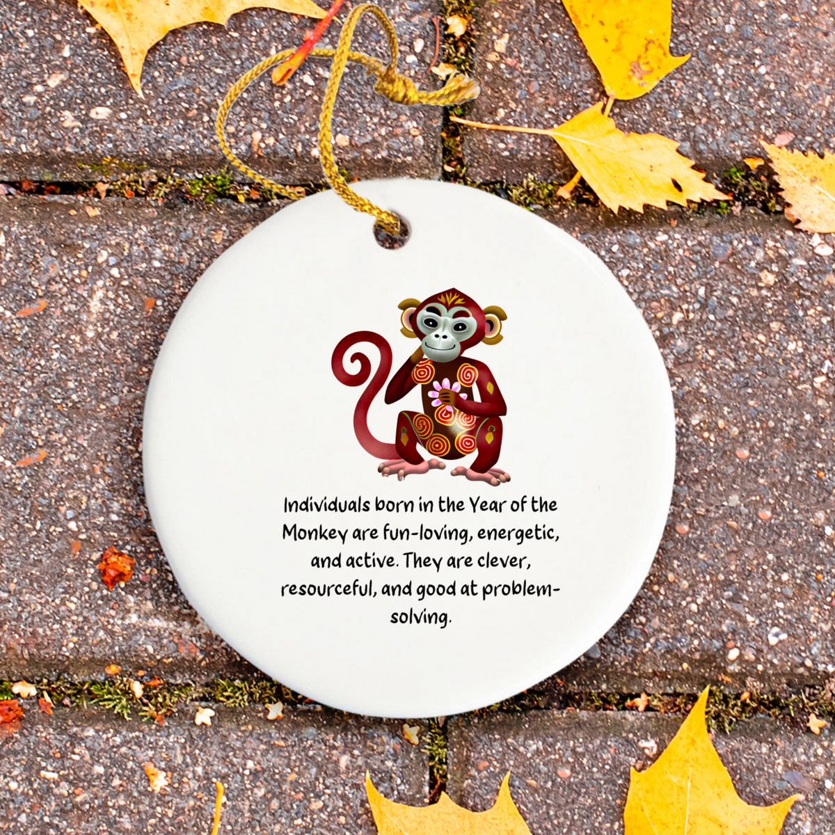 Chinese Zodiac Monkey Ornament, Year of the Monkey Horoscope Gift, Lunar New Year