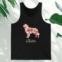 Load image into Gallery viewer, Custom Dog Breed T-Shirt with Name, Personalized Pet Lover Gift, Red Floral Toile Silhouette Dog Tee, Dog Mom Shirt
