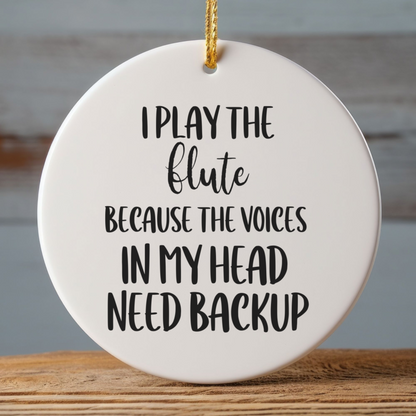 Gift for Flute Player, Ceramic Musician Ornament
