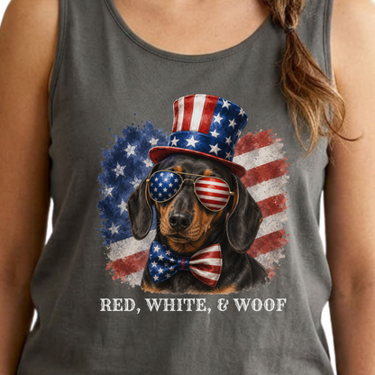 Patriotic Black and Tan Dachshund Tank Top