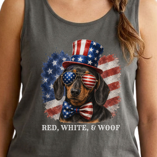 Patriotic Black and Tan Dachshund Tank Top