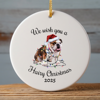 Load image into Gallery viewer, Christmas Bulldog Ornament, Christmas Lights Dog Keepsake
