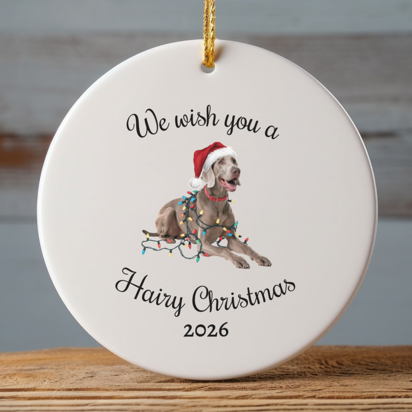 Christmas Weimaraner Ornament, Christmas Lights Dog Keepsake
