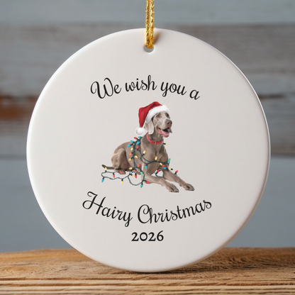Christmas Weimaraner Ornament, Christmas Lights Dog Keepsake