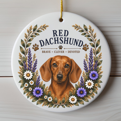 Red Dachshund Ornament, Dachshund Lover Gift, Doxie Mom Gift, Wiener Dog Keepsake