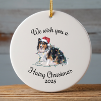 Load image into Gallery viewer, Christmas Sheltie Ornament, Christmas Lights Dog Keepsake

