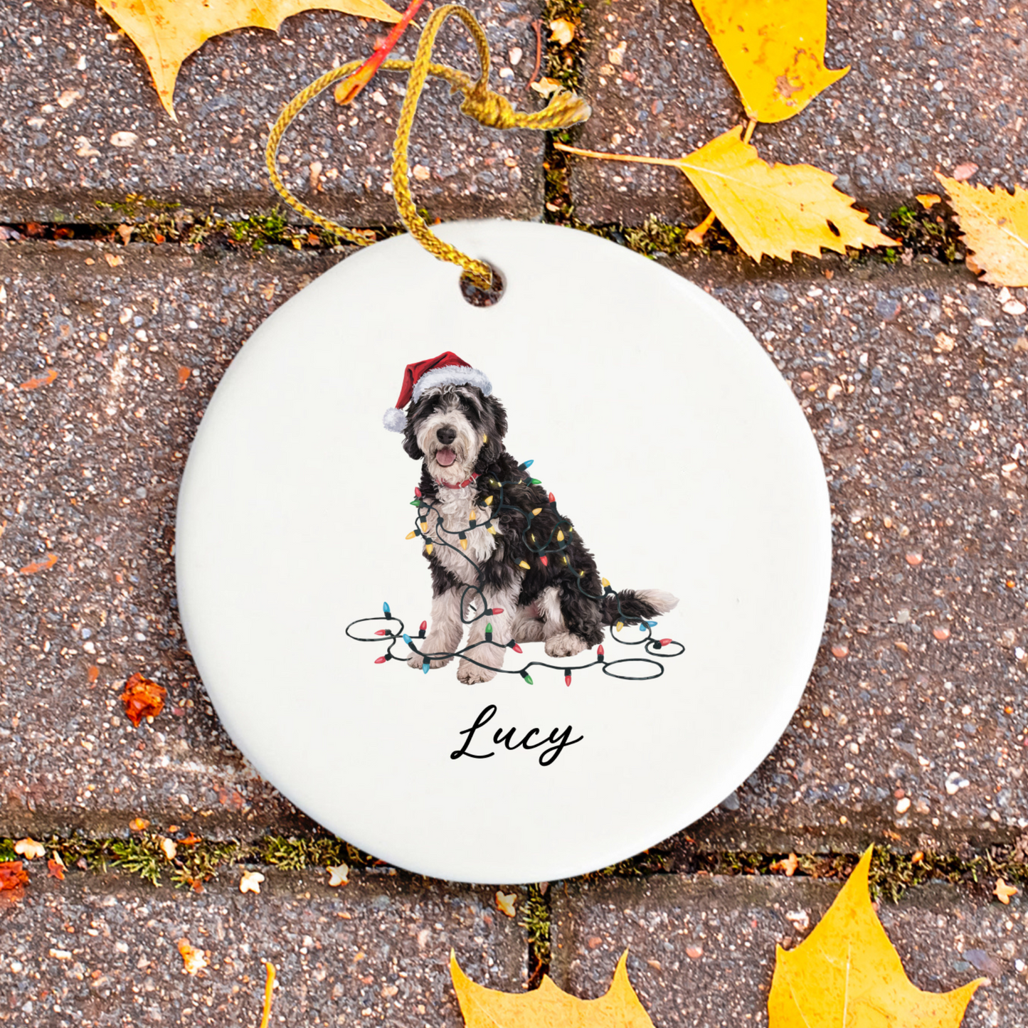 Personalized Labradoodle Ornament Custom Dog Keepsake Ceramic Holiday Decoration Pet Gift