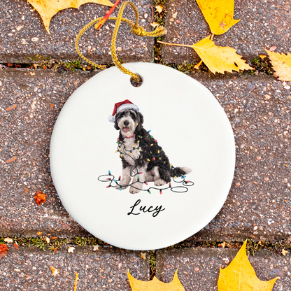 Personalized Labradoodle Ornament Custom Dog Keepsake Ceramic Holiday Decoration Pet Gift