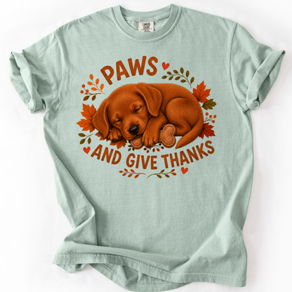 Fox Red Lab Thanksgiving Shirt, Paws Give Thanks Tee, Fall Labrador Retriever Lover Gift