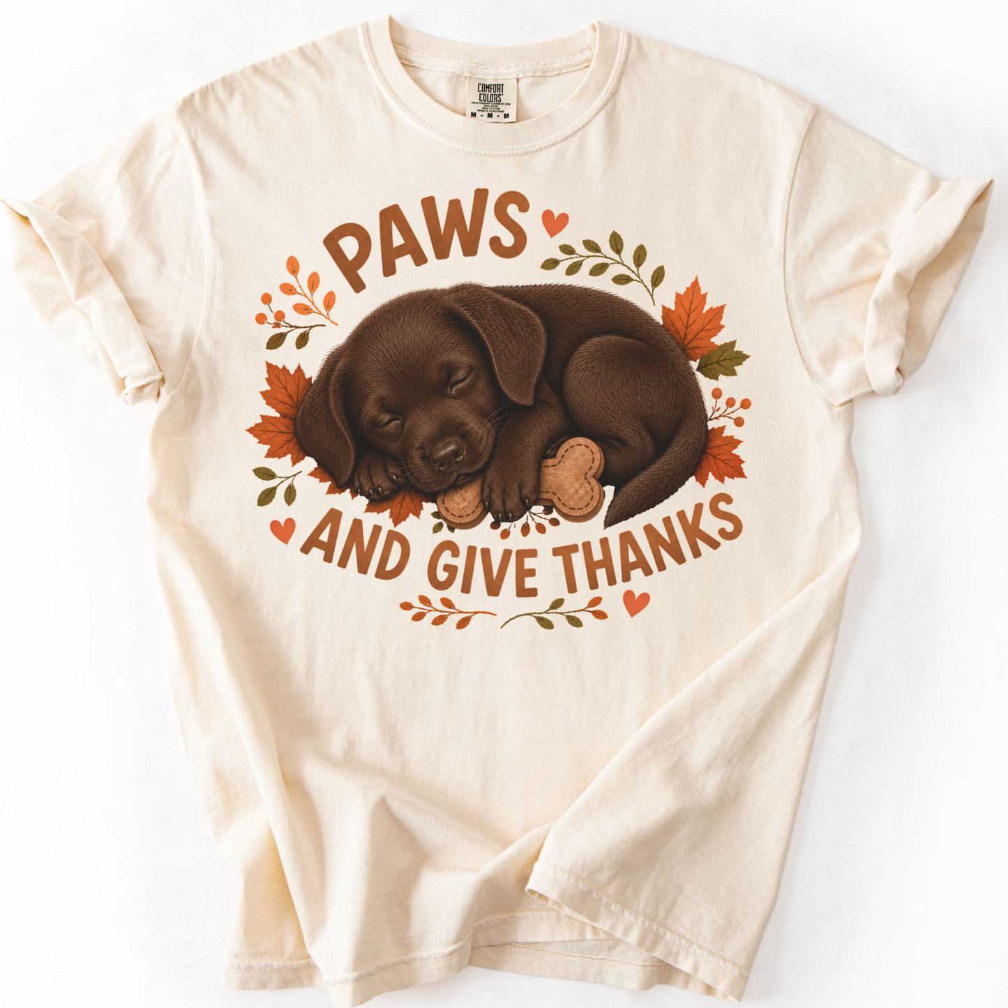 Chocolate Lab Thanksgiving Shirt, Paws Give Thanks Tee, Fall Labrador Retriever Lover Gift