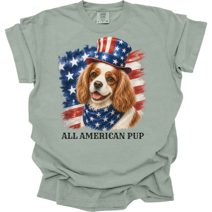 Patriotic Blenheim Cavalier Tee, All American Pup Shirt, Fourth of July Dog Shirt