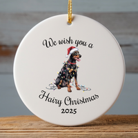 Load image into Gallery viewer, Christmas Doberman Ornament, Christmas Lights Dog Keepsake
