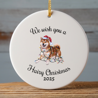 Load image into Gallery viewer, Christmas Red Shiba Inu Ornament, Christmas Lights Dog Keepsake
