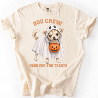 Custom Halloween Dog Shirt, Personalized Boo Crew Comfort Colors Pet Portrait Tee