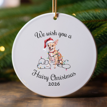 Christmas Tan Chihuahua Ornament, Christmas Lights Dog Keepsake