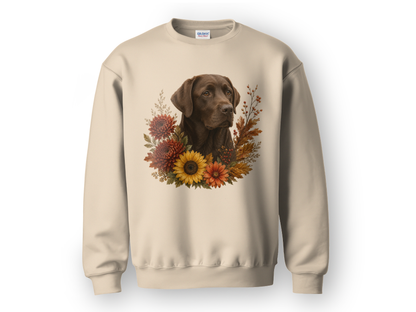 Chocolate Labrador Autumn Floral Sweatshirt
