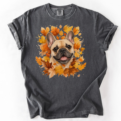 French Bulldog Fall Shirt, Autumn Dog Mom Comfort Colors Tee