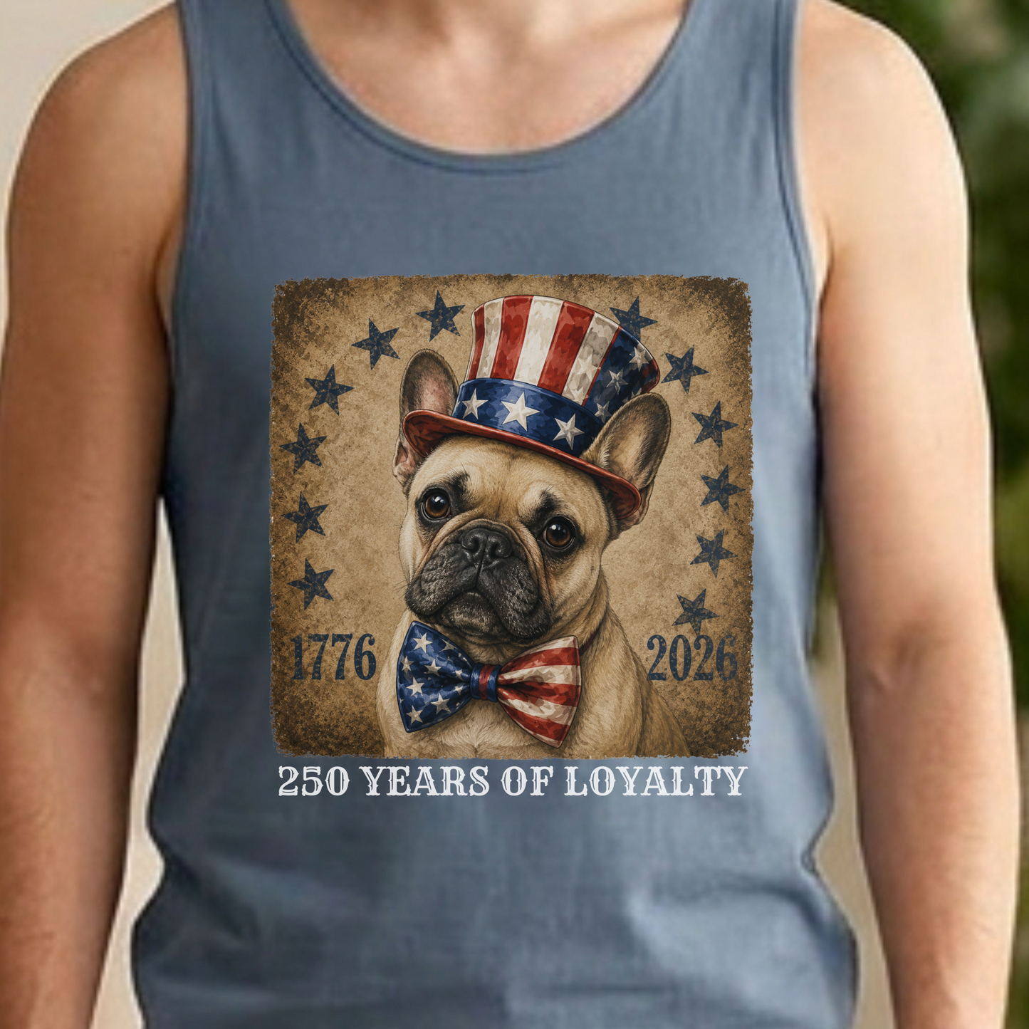 French Bulldog Patriotic Tank Top, 250 Years of Loyalty