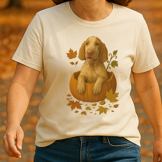 Bracco Italiano in Pumpkin Fall Shirt, Cute Autumn Dog Tee for Bracco Lovers