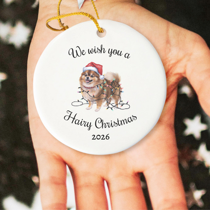 Christmas Pomeranian Ornament, Christmas Lights Dog Keepsake