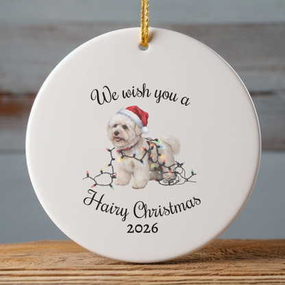 Bichon Frise Christmas Ornament, Personalized Ceramic Keepsake, Gift for Dog Lovers, Cute Bichon Dog Decor, Holiday Tree Decoration
