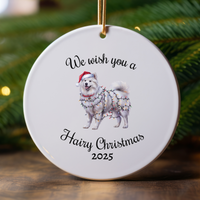 Load image into Gallery viewer, Christmas Samoyed Ornament, Christmas Lights Dog Keepsake
