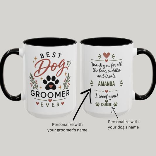 Personalized Dog Groomer Mug, Dog Groomer Gift, Pet Stylist Cup, Groomer Thank You Gift