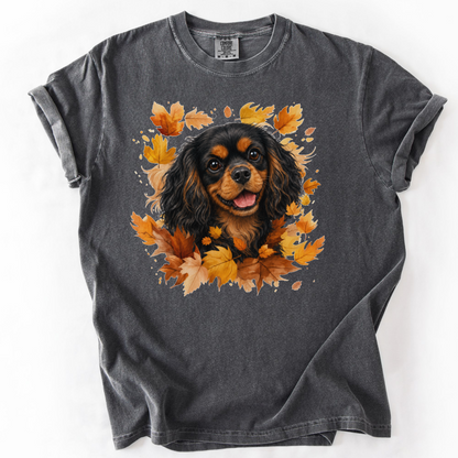 Black and Tan Cavalier Fall Shirt, Autumn Dog Mom Comfort Colors Tee