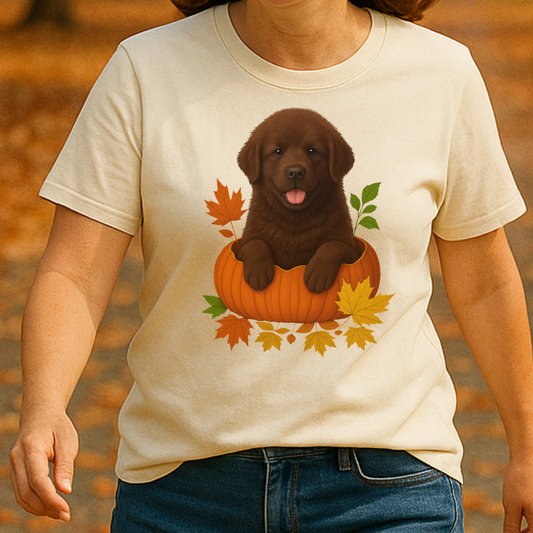 Brown Newfoundland Pumpkin Shirt, Fall Dog Lover Tee on Comfort Colors 1717