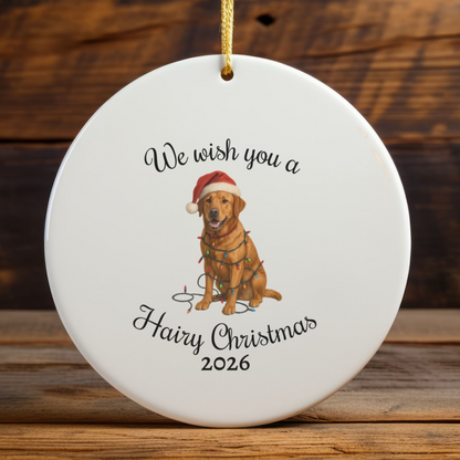 Fox Red Labrador Retriever We Wish You a Hairy Christmas Ornament