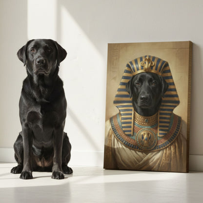 Personalized Dog Pharaoh Portrait, Custom Pet Canvas