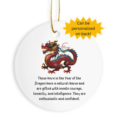 Chinese Zodiac Dragon Ornament, Year of the Dragon Horoscope Gift for Lunar New Year