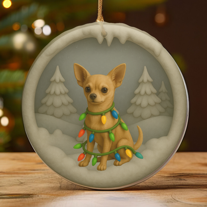 Personalized Chihuahua Christmas 3D Clay-Style Ornament