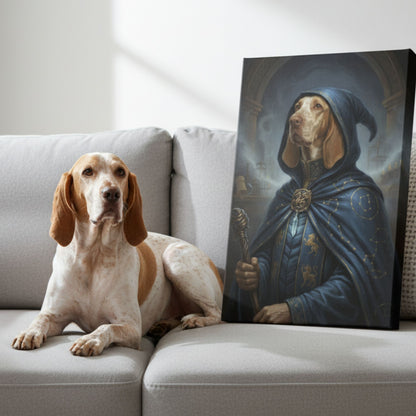 Personalized Dog or Cat Wizard Portrait, Custom Fantasy Sorcerer Pet Canvas