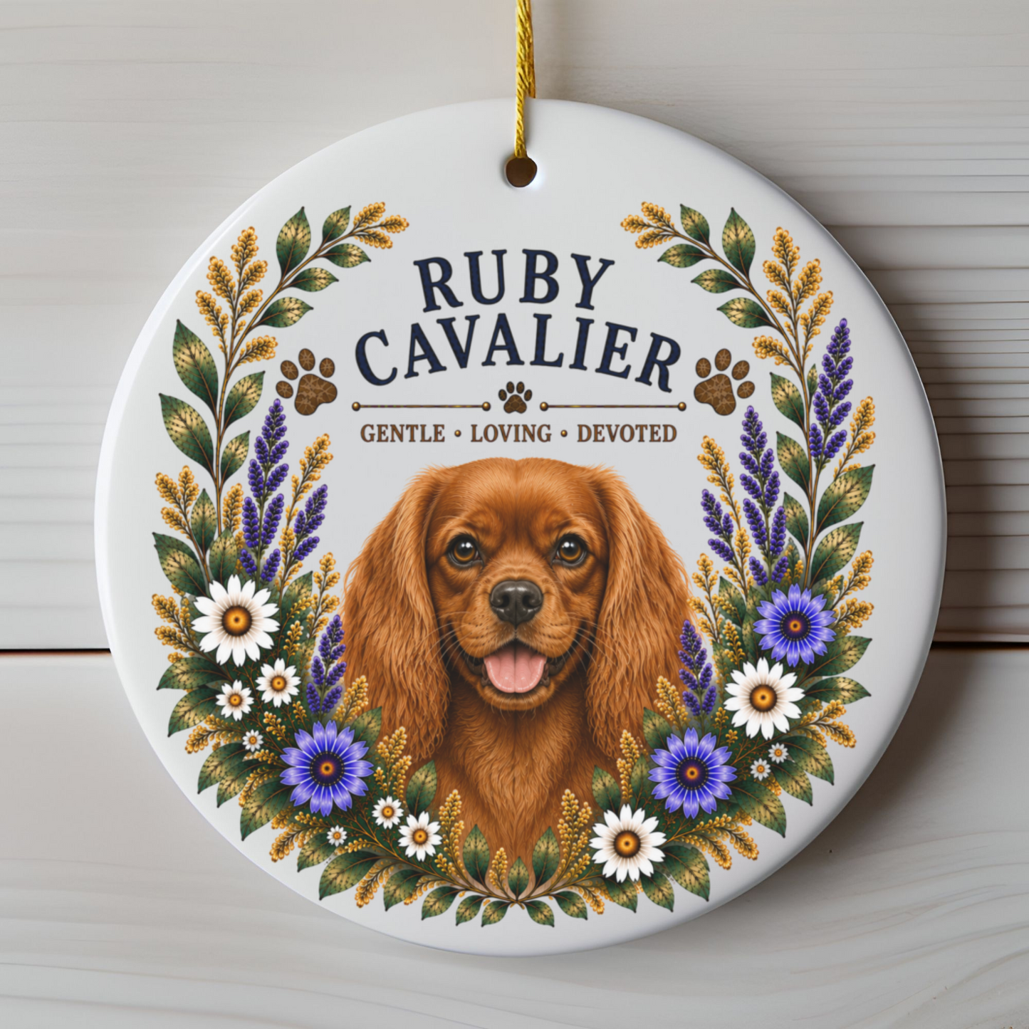 Ruby Cavalier Ornament, Cavalier King Charles Spaniel Gift, Ruby Cavalier Dog Mom Keepsake
