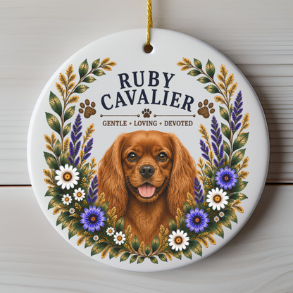 Ruby Cavalier Ornament, Cavalier King Charles Spaniel Gift, Ruby Cavalier Dog Mom Keepsake