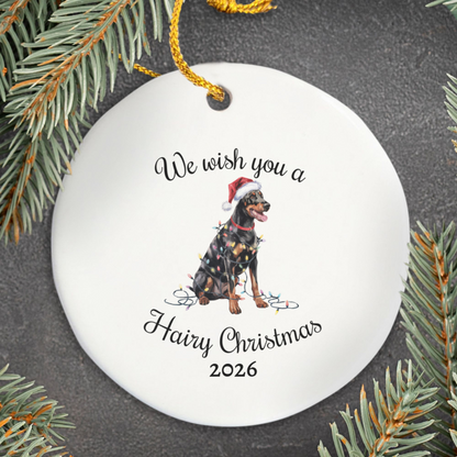 Christmas Doberman Ornament, Christmas Lights Dog Keepsake