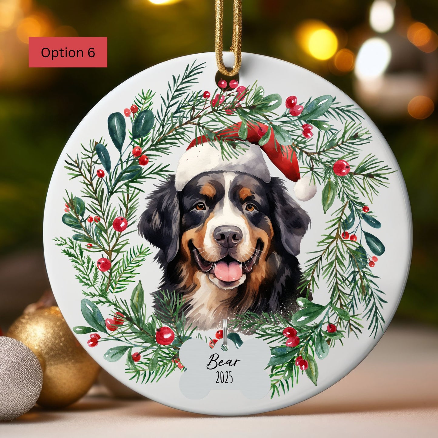 Personalized Bernese Mountain Dog Christmas Ornament