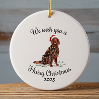Load image into Gallery viewer, Christmas Irish Setter Ornament, Christmas Lights Dog Keepsake
