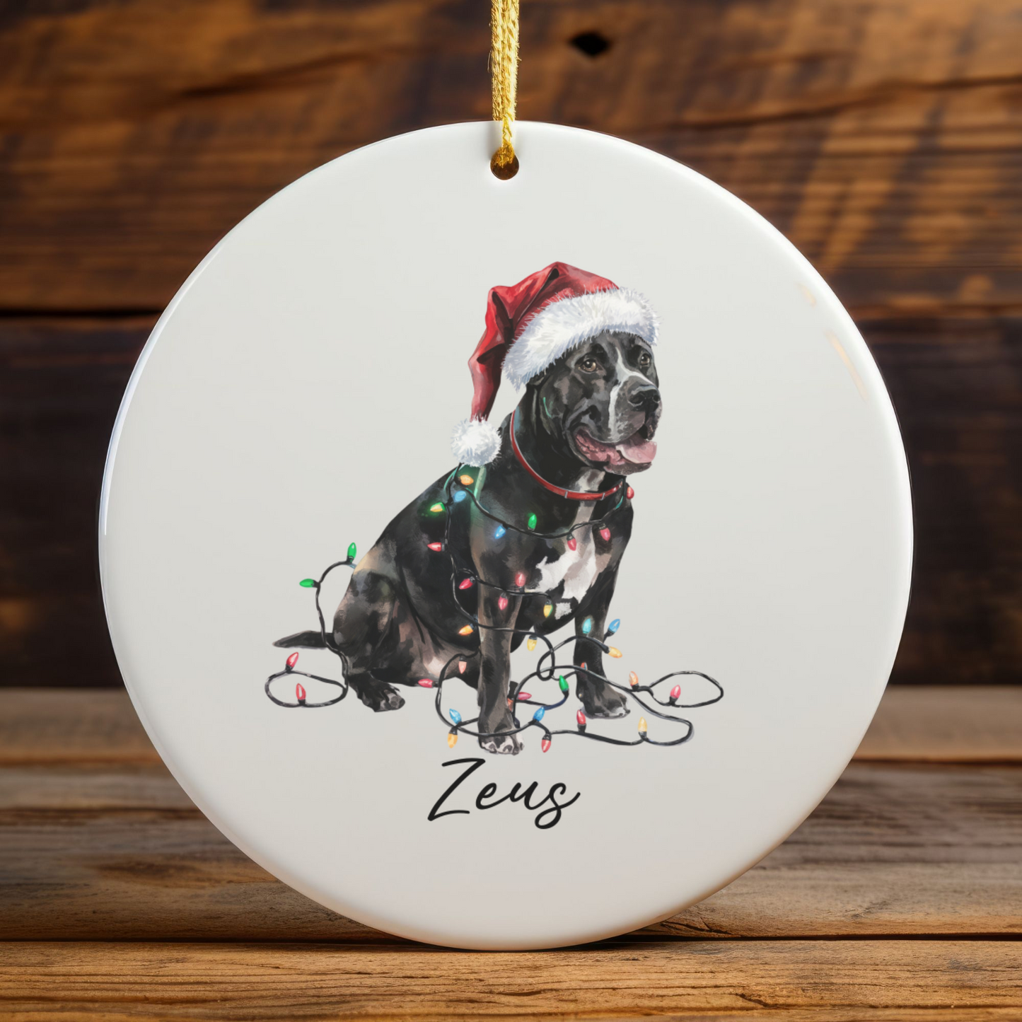 Personalized Cane Corso Christmas Ornament, Festive Dog Keepsake, Ceramic Tree Decoration