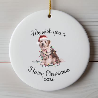Christmas Coton De Tulear Ornament, Christmas Lights Dog Keepsake