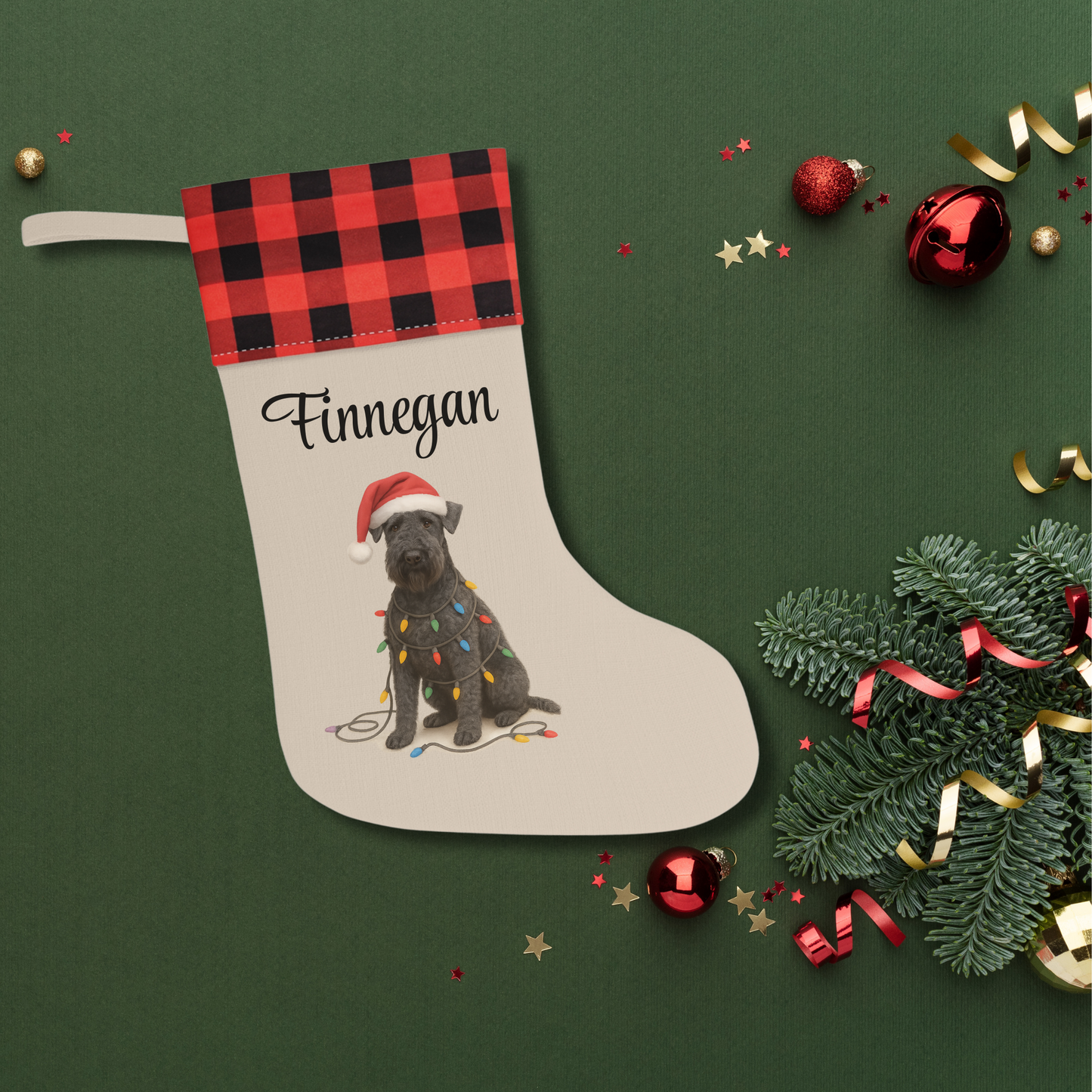 Personalized Kerry Blue Terrier Christmas Stocking, Holiday Decor Gift for Pet Lovers