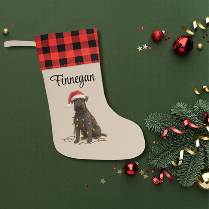 Personalized Kerry Blue Terrier Christmas Stocking, Holiday Decor Gift for Pet Lovers