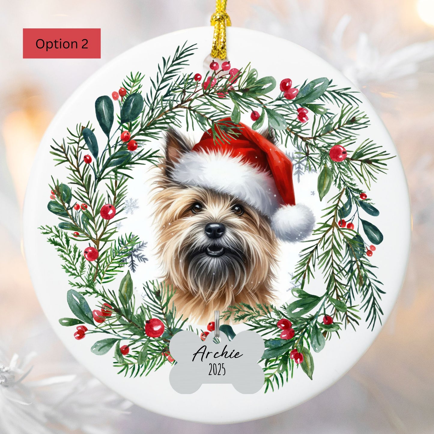 Personalized Cairn Terrier Christmas Ornament